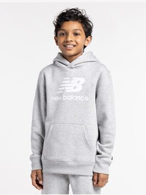 New Balance Kids Light Gray Hoodie with White Logo